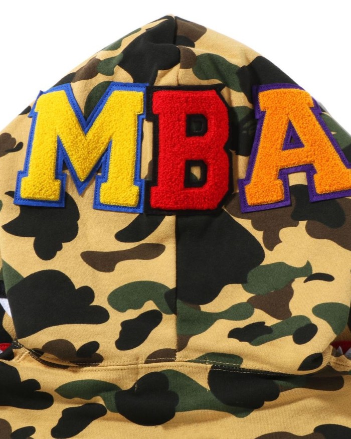 A Bathing Ape X Minions 1st Camo Minions Shark Full Zip Hoodie In Yellow