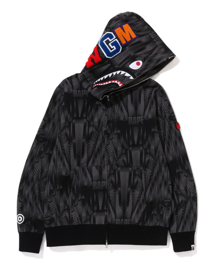 A Bathing Ape Speed Racer Shark Full Zip Hoodie In Black