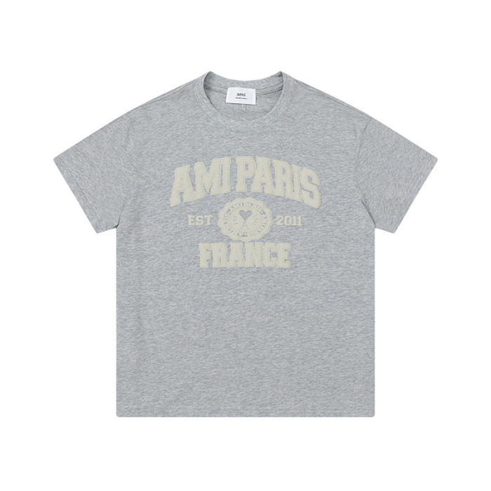 AMI Paris France Logo Tee Grey