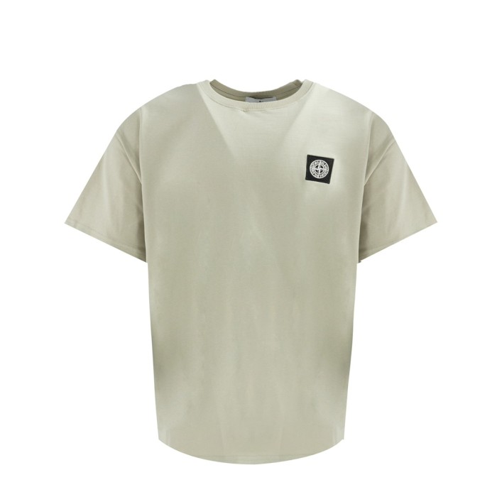 Stone Island Logo Tee In Cream