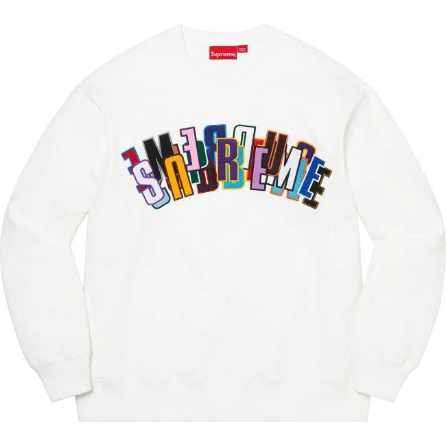 Supreme Stacked Crewneck Hoodie White