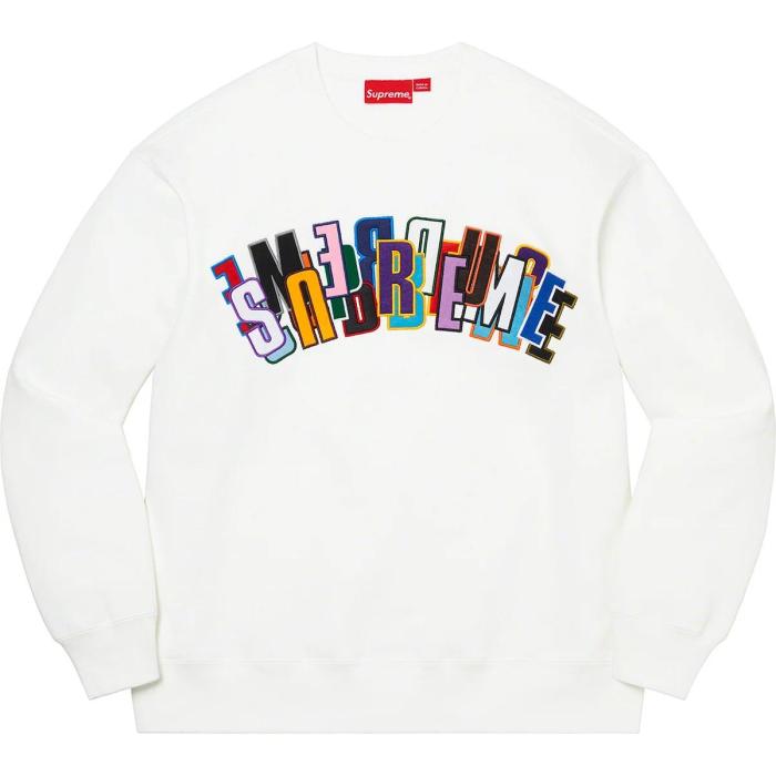 Supreme Stacked Crewneck Hoodie White