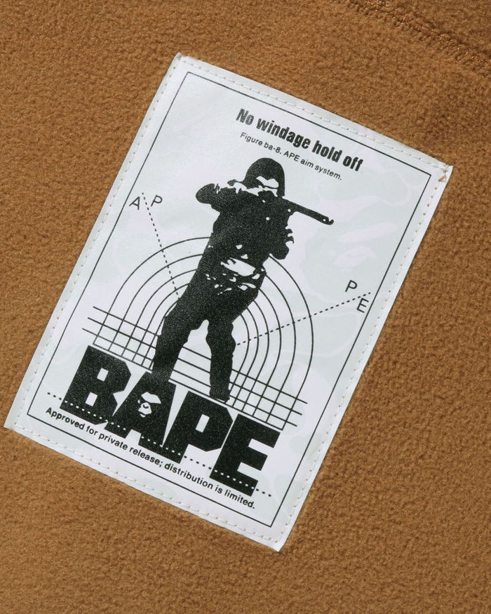 A Bathing Ape X Polartec Wide Fit Full Zip Hoodie In Camel