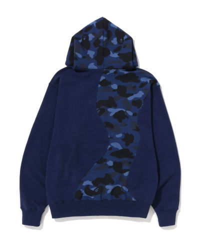 A Bathing Ape Color Camo College Cutting Relaxed Fit Hoodie In Navy Blue