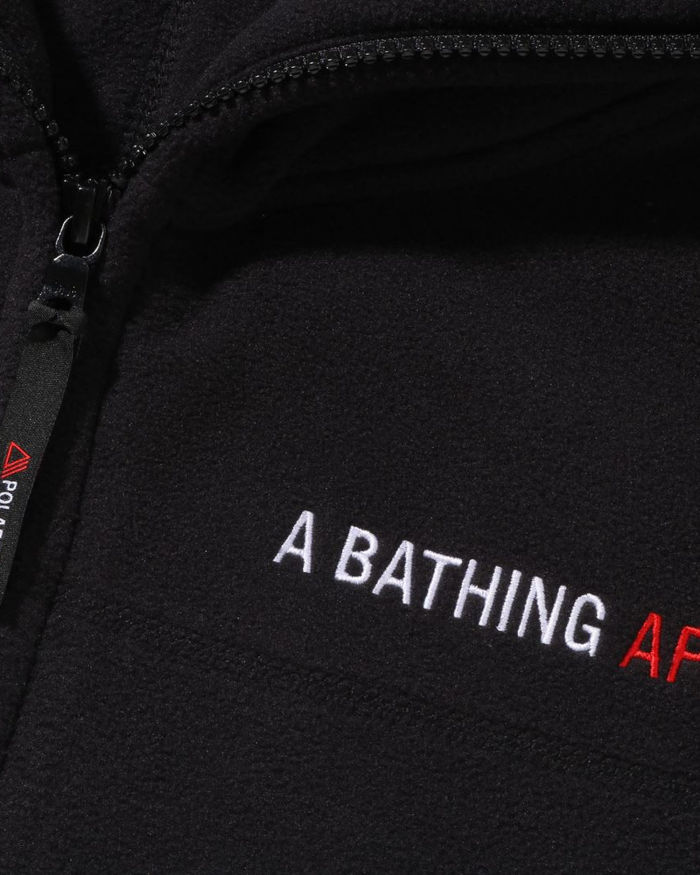 A Bathing Ape X Polartec Wide Fit Full Zip Hoodie In Black