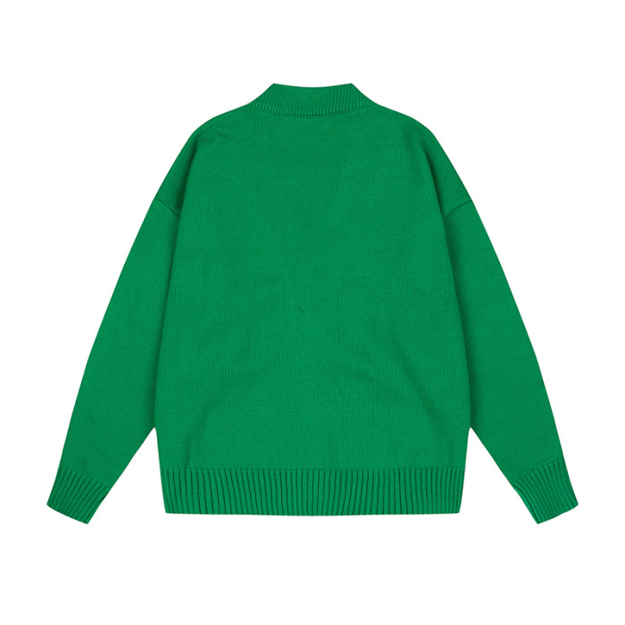 AMI Logo Cardigan Sweater Dark Green