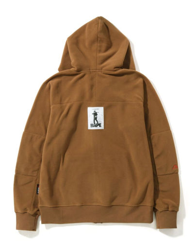 A Bathing Ape X Polartec Wide Fit Full Zip Hoodie In Camel