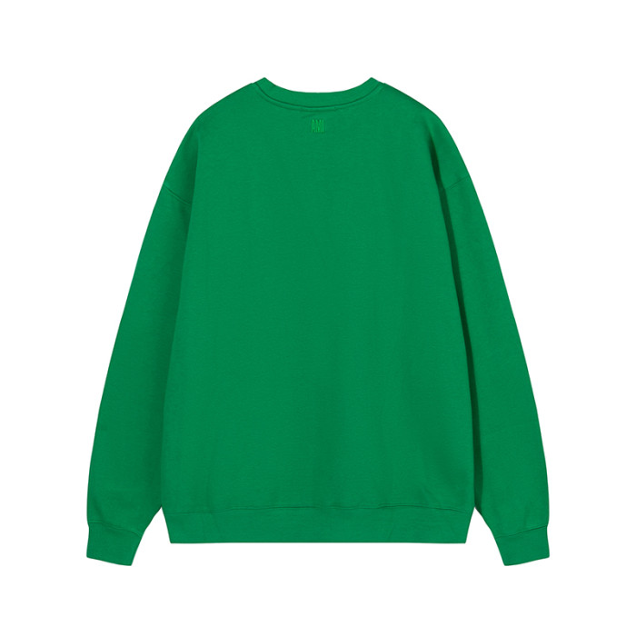 AMI  Solid Color Crewneck Hoodie Dark Green