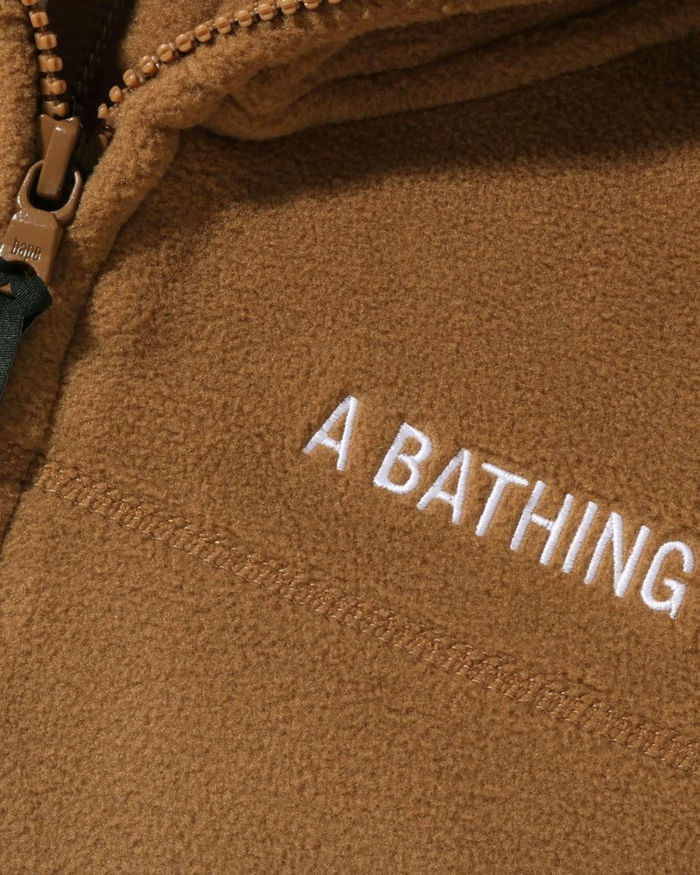 A Bathing Ape X Polartec Wide Fit Full Zip Hoodie In Camel