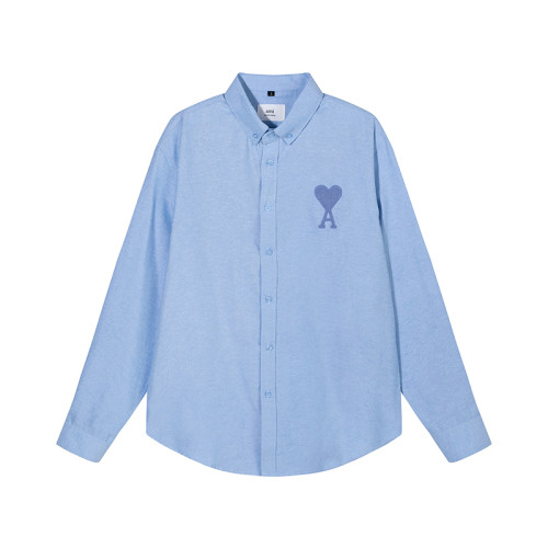 AMI Long Sleeve Logo Shirt Blue