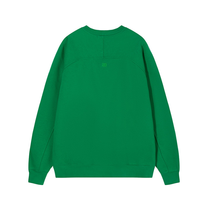 AMI Black Logo Crewneck Hoodie Dark Green