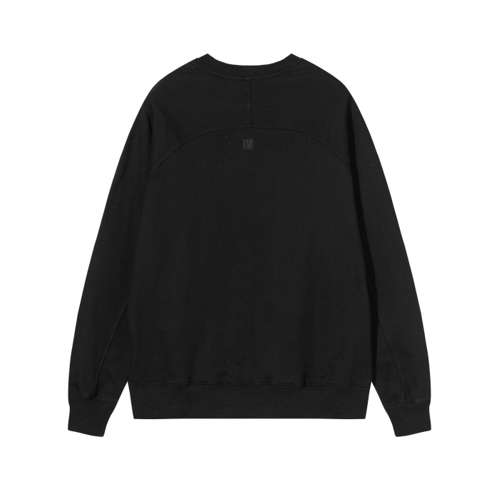 AMI  Solid Color Logo Crewneck Hoodie Black