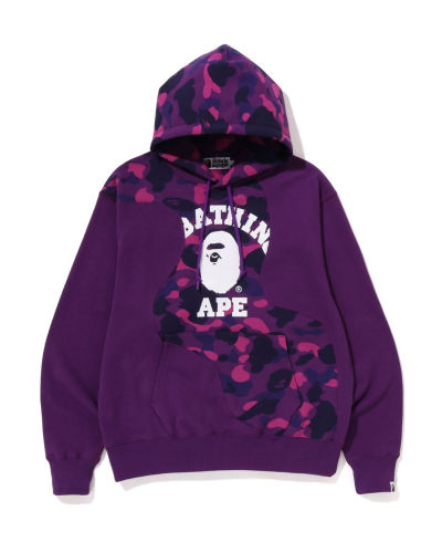 A Bathing Ape Color Camo College Cutting Relaxed Fit Hoodie In Purple