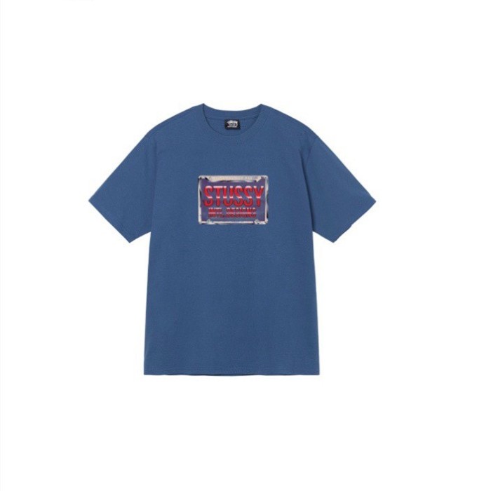 STUSSY LICENSE PLATE LOGO TEE BLUE