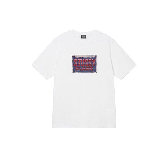 STUSSY LICENSE PLATE LOGO TEE WHITE