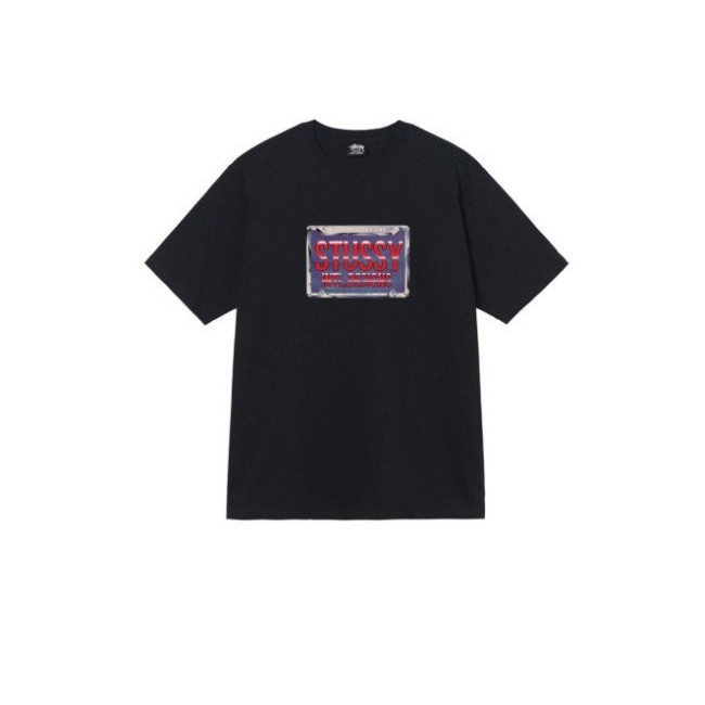 STUSSY LICENSE PLATE LOGO TEE BLACK