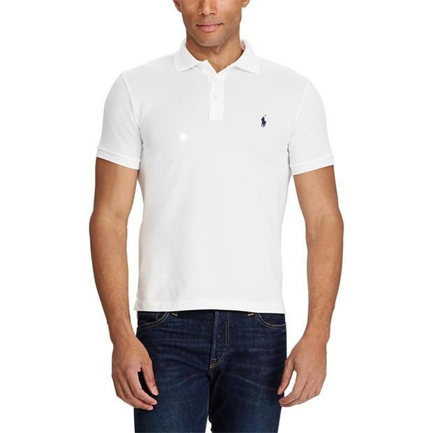 Ralph Lauren Slim Fit Stretch Mesh Polo White/Navy
