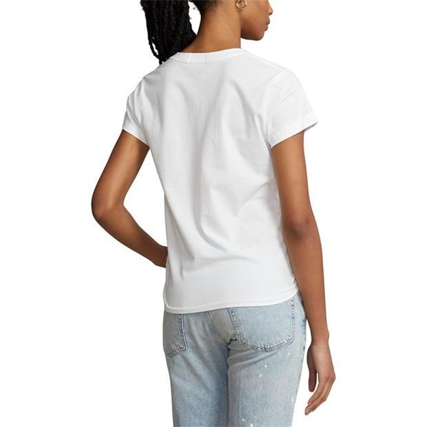 Ralph Lauren Cotton Short Sleeve V Neck Tee White