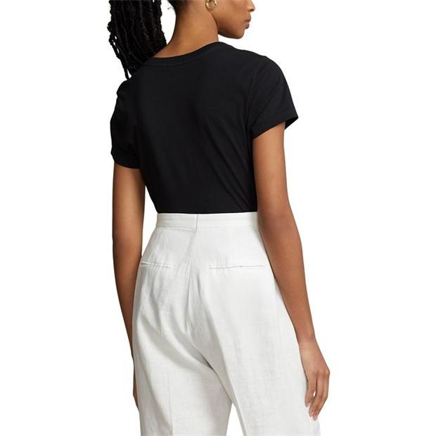Ralph Lauren Cotton Short Sleeve V Neck Tee Black