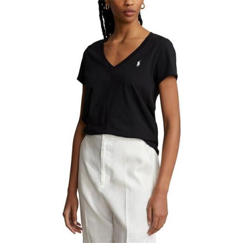 Ralph Lauren Cotton Short Sleeve V Neck Tee Black