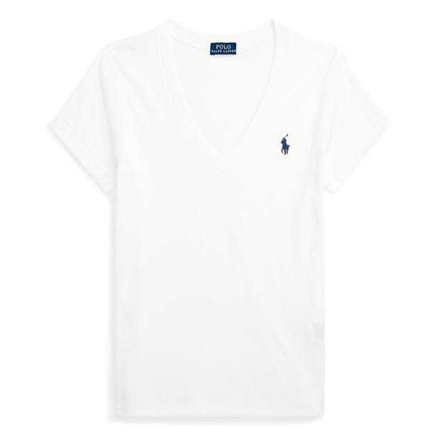Ralph Lauren Cotton Short Sleeve V Neck Tee White