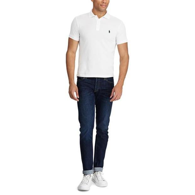 Ralph Lauren Slim Fit Stretch Mesh Polo White/Navy
