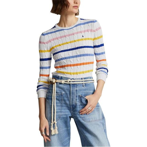 Ralph Lauren Julianna Crewneck Sweater White Multi