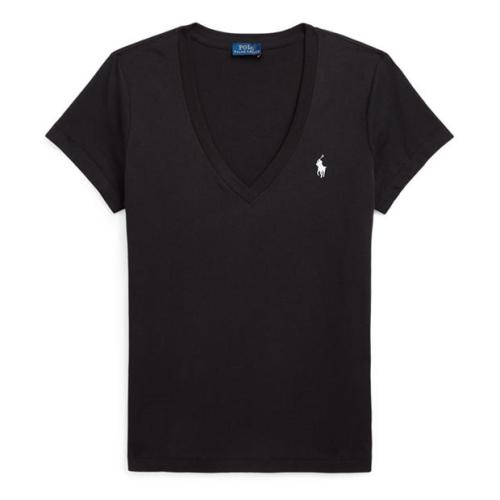 Ralph Lauren Cotton Short Sleeve V Neck Tee Black