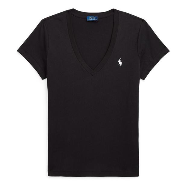 Ralph Lauren Cotton Short Sleeve V Neck Tee Black