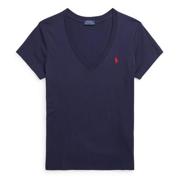 Ralph Lauren Cotton Short Sleeve V Neck Tee Cruise Navy
