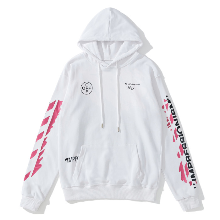 Off-White doodle arrow hooded sweater white/pink