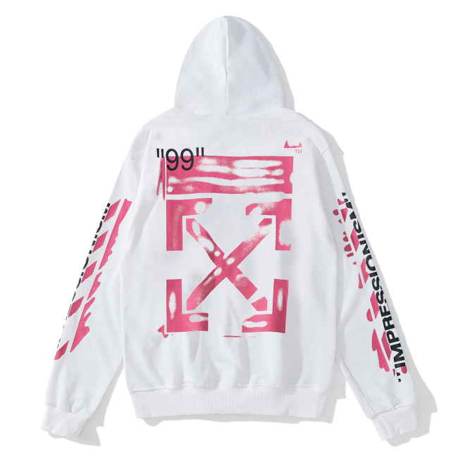 Off-White doodle arrow hooded sweater white/pink