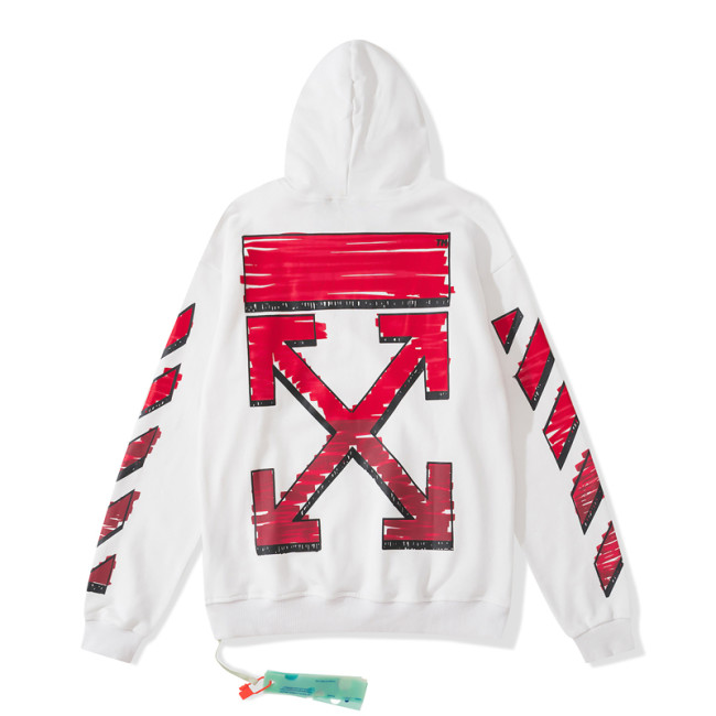 Off-White 753 doodle arrow hooded sweater white/red