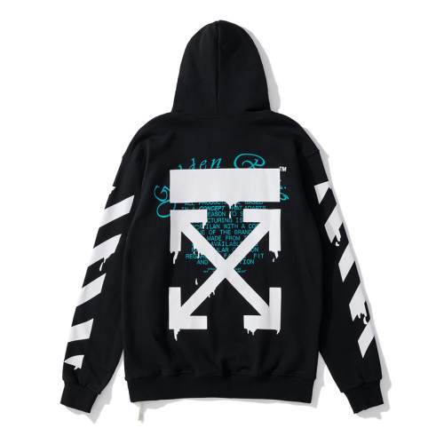 Off-White water droplets print hooded sweater black