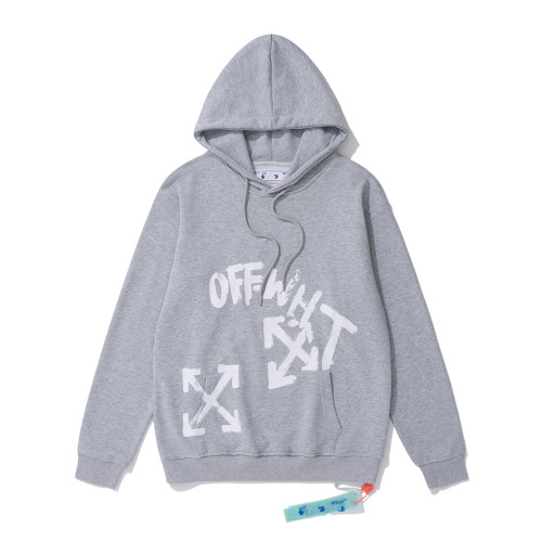 Off-White 872 doodle arrow print hooded sweater grey