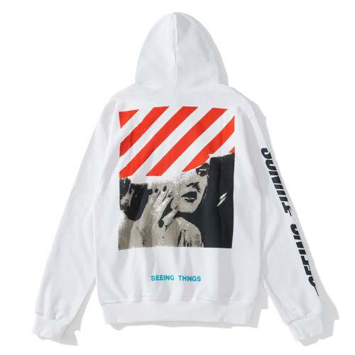 Off-White marilyn monroe print hooded sweater white