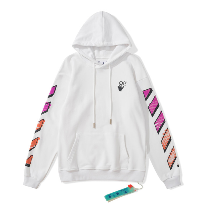 Off-White 752 doodle arrow hooded sweater white/rose red/orange