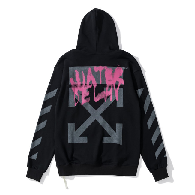 Off-White 858 logo print hooded sweater black/pink
