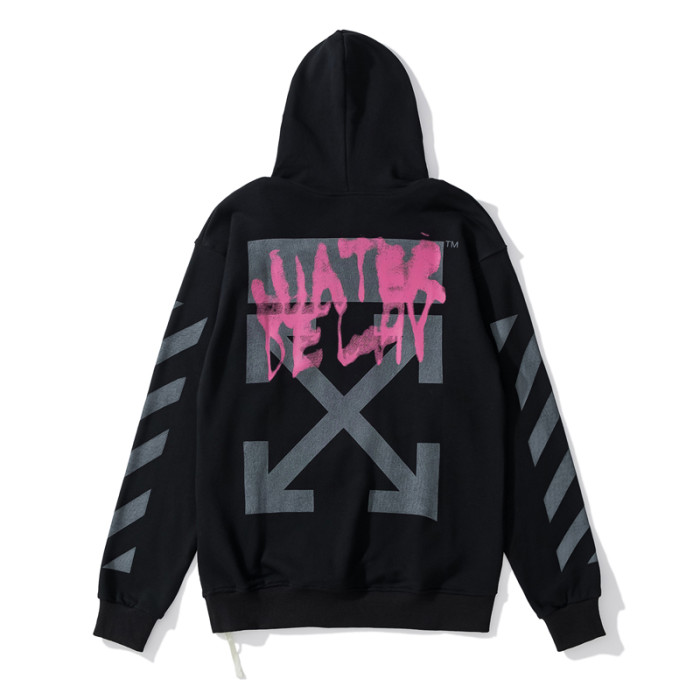 Off-White 858 logo print hooded sweater black/pink