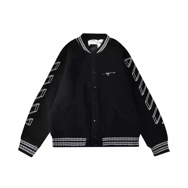 Off-White arrow zipper hooded baseball uniform black