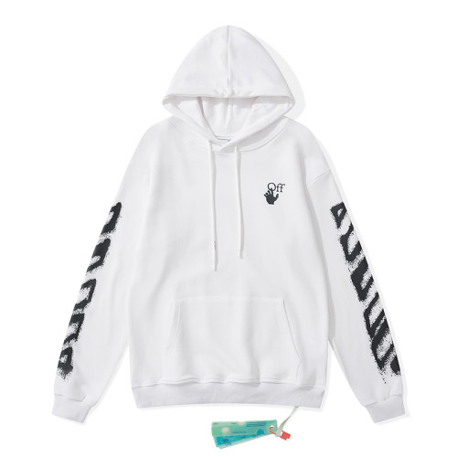 Off-White arrow zebra crossing print hooded sweater white
