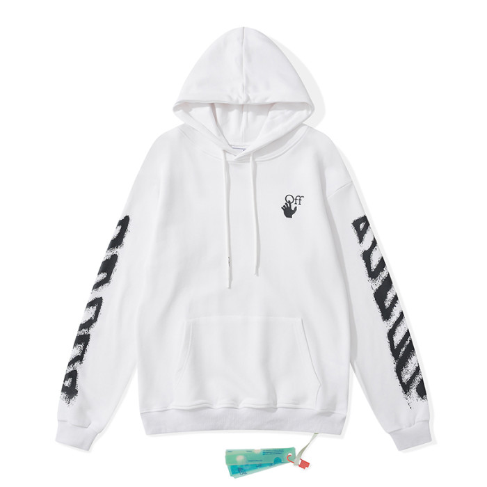 Off-White arrow zebra crossing print hooded sweater white