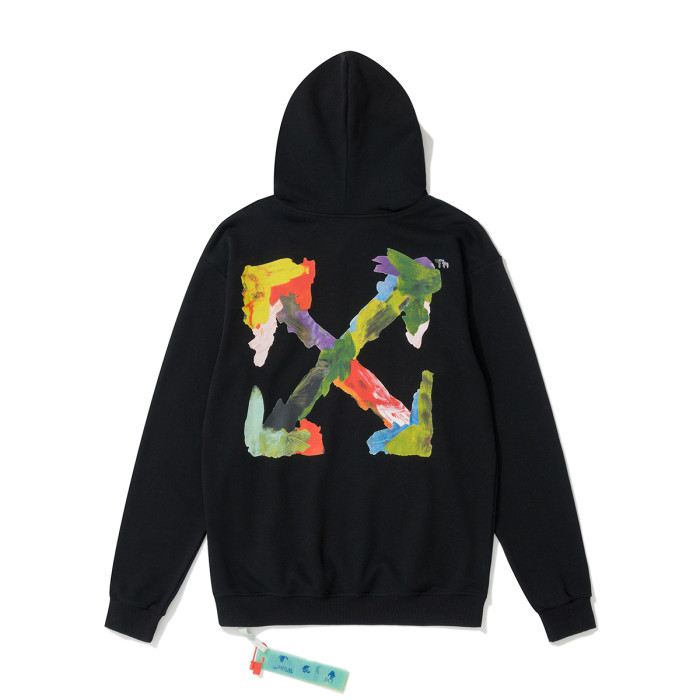 Off-White 873 doodle arrow print hooded sweater black