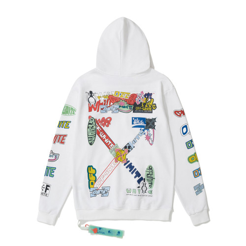 Off-White color letter badge print hooded sweater white