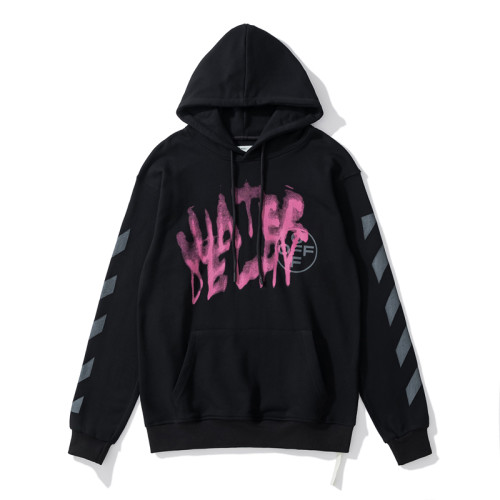 Off-White 858 logo print hooded sweater black/pink