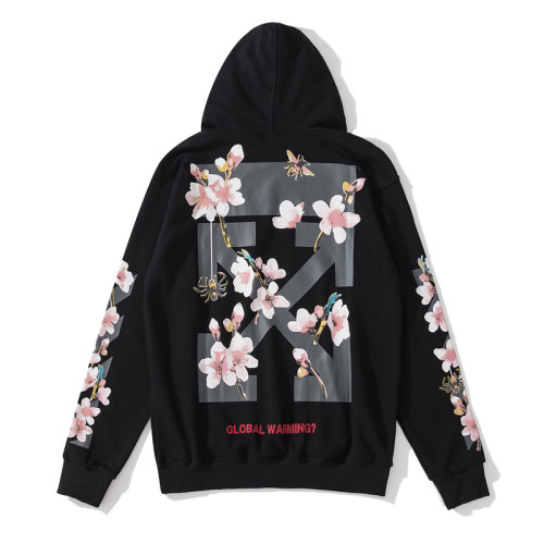 Off-White cherry blossoms hooded sweater black