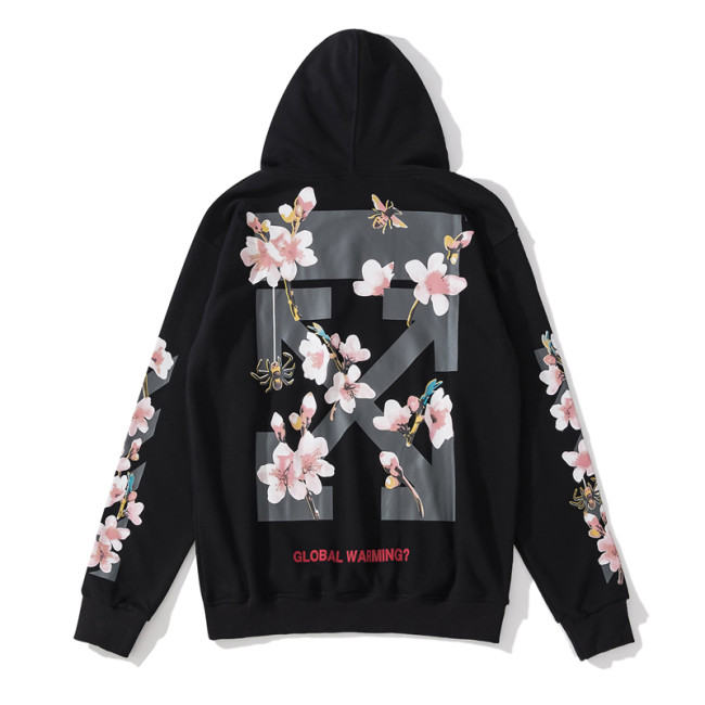 Off-White cherry blossoms hooded sweater black