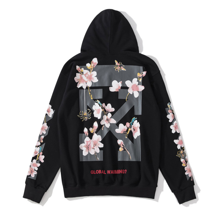 Off-White cherry blossoms hooded sweater black