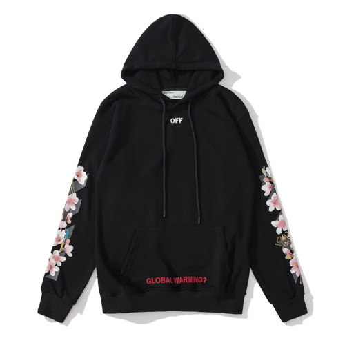 Off-White cherry blossoms hooded sweater black