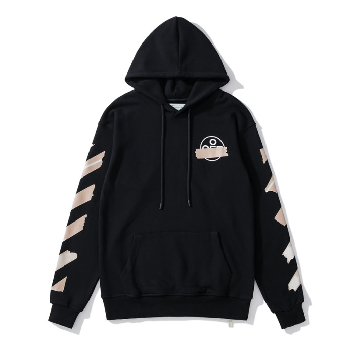 Off-White arrow zebra crossing print hooded sweater black/beige